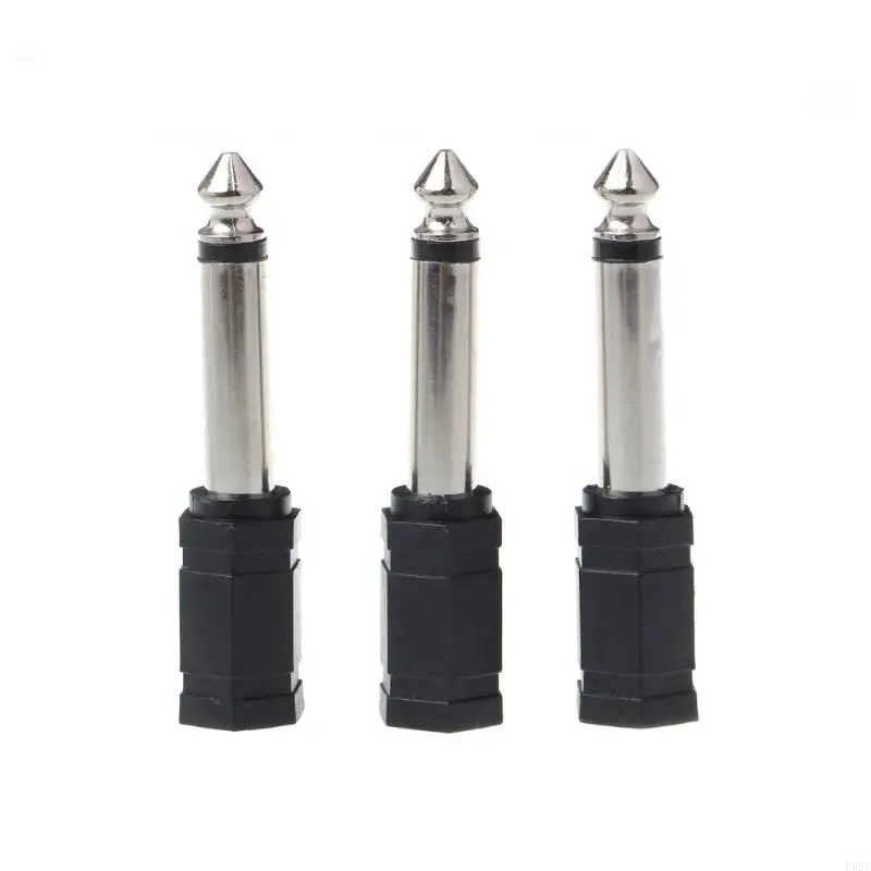 F62C 3 PCS 6.35mm 1/4 "モノプラグから1/8" 3.5mmジャックの女性Oコンバーターアダプター