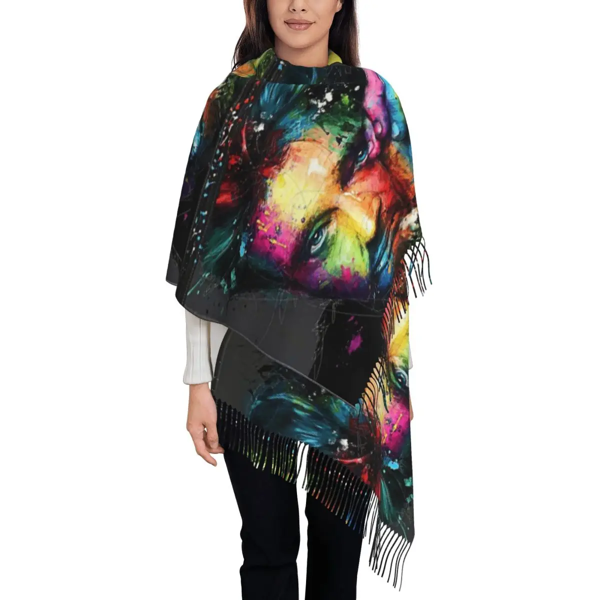 

Женский шарф Johnny Hallyday, осенние шали из пашмины и накидка в стиле рок, французская певица, большие шарфы с кисточкой для повседневной носки