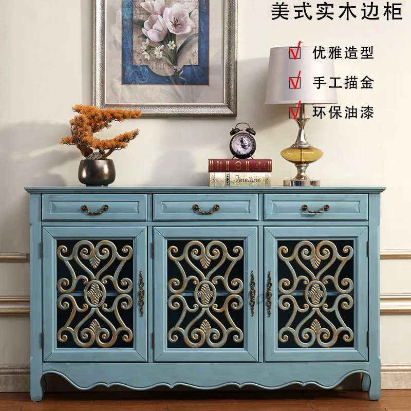 

American country furniture, European porch cabinets, partition hollow cupboards, kitchen lockers, old solid wood dining side