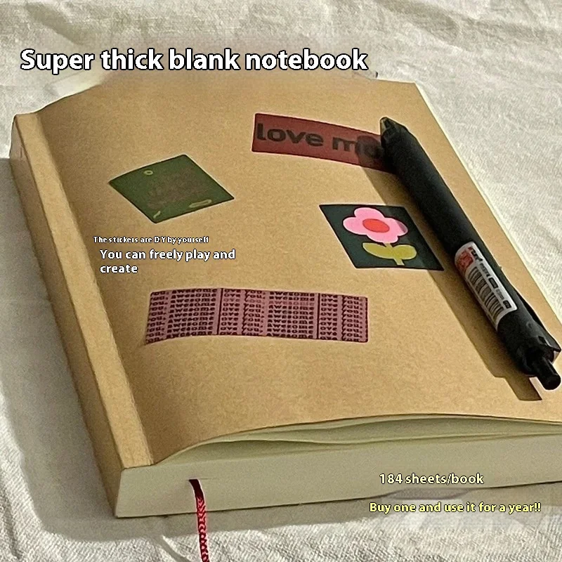 دفتر ملاحظات Ins فارغ، مستوى مظهر عالي، دفتر ملاحظات سميك للغاية للطلاب، مفكرة، مذكرات نسخ ناعمة ذات سعة كبيرة، دراسة