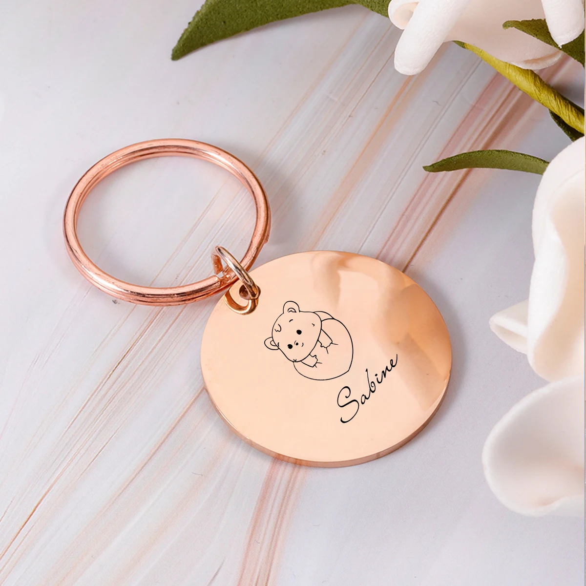 1pc Cartoon love bear Custom Name and text Pets Name Tags Anti-lost Nameplate Anti-lost Collars Tag  Cat Tags Engraved view 5