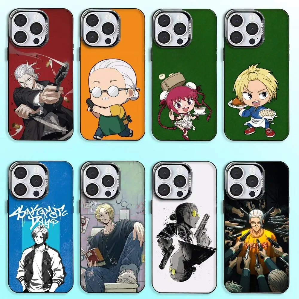 

S-Sakamoto Anime Days Phone Case For iPhone17,16,15,14,13,12,11 Plus,Pro Max Colored Silver Plated Inside Cover