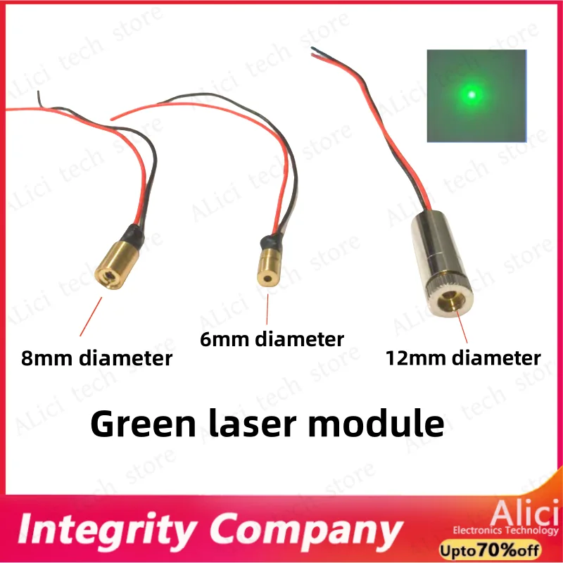 Wysokiej jakości moduł lasera zielonego punktowego 520nm 10mW, małe laserowe wskaźniki pozycjonujące o średnicy 6mm, 8mm, 12mm. — zdjęcie produktu 3
