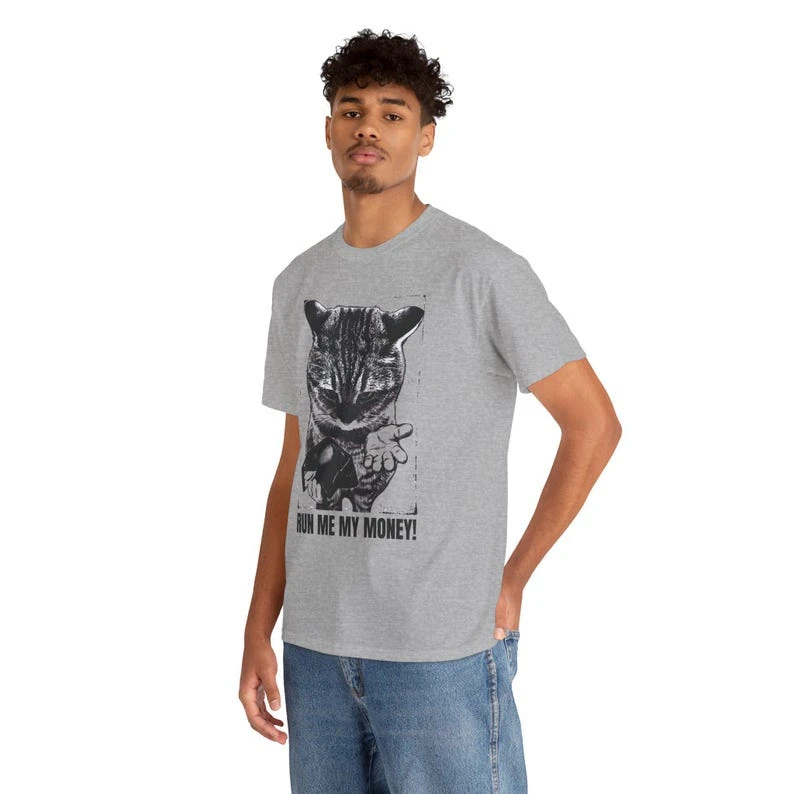 Run Me My Money T-shirt Oversized Unisex Streetwear Trendy Cotton Printed Cotton Neutral O-Neck Short Sleeve Couples Classic tee