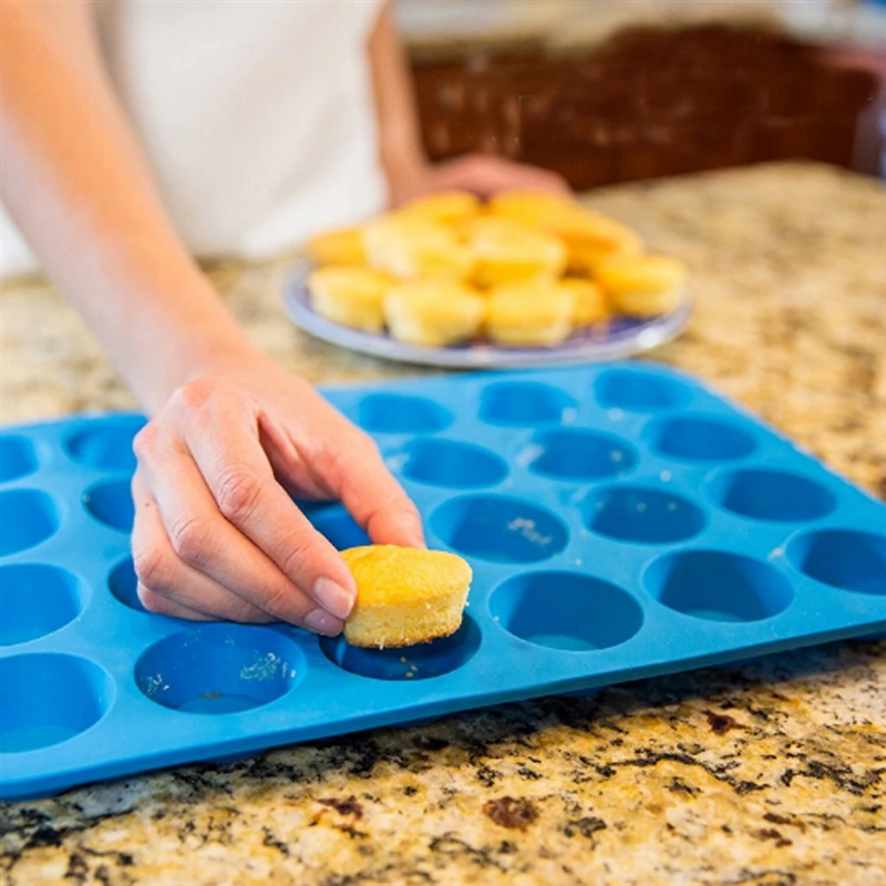 24-Hole Multi-Grid Round Silicone Muffin Cup Mold Muffin Cake Chocolate Baking Tray Silicone Cake Mold