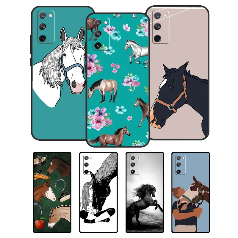 Horse Pony Pattern Case For Samsung Galaxy S21 S22 Ultra S8 S9 S10 Plus Note 10 Note 20 Ultra S20 FE Cover