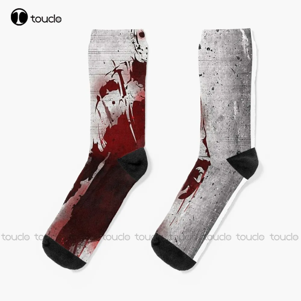 Jason Horror, Movies, Slasher Socks Halloween Gym Socks Fashion Creative Leisure Funny Art Abstract Oil Painting Socks Cartoon