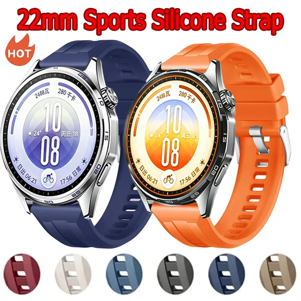 22mm Sports Silicone Strap For Huawei Watch 5 GT7 6 Pro/GT7-6-5 46mm Comfortable Breathable Band For Amazfit Bip 6-5/Balance 3 2