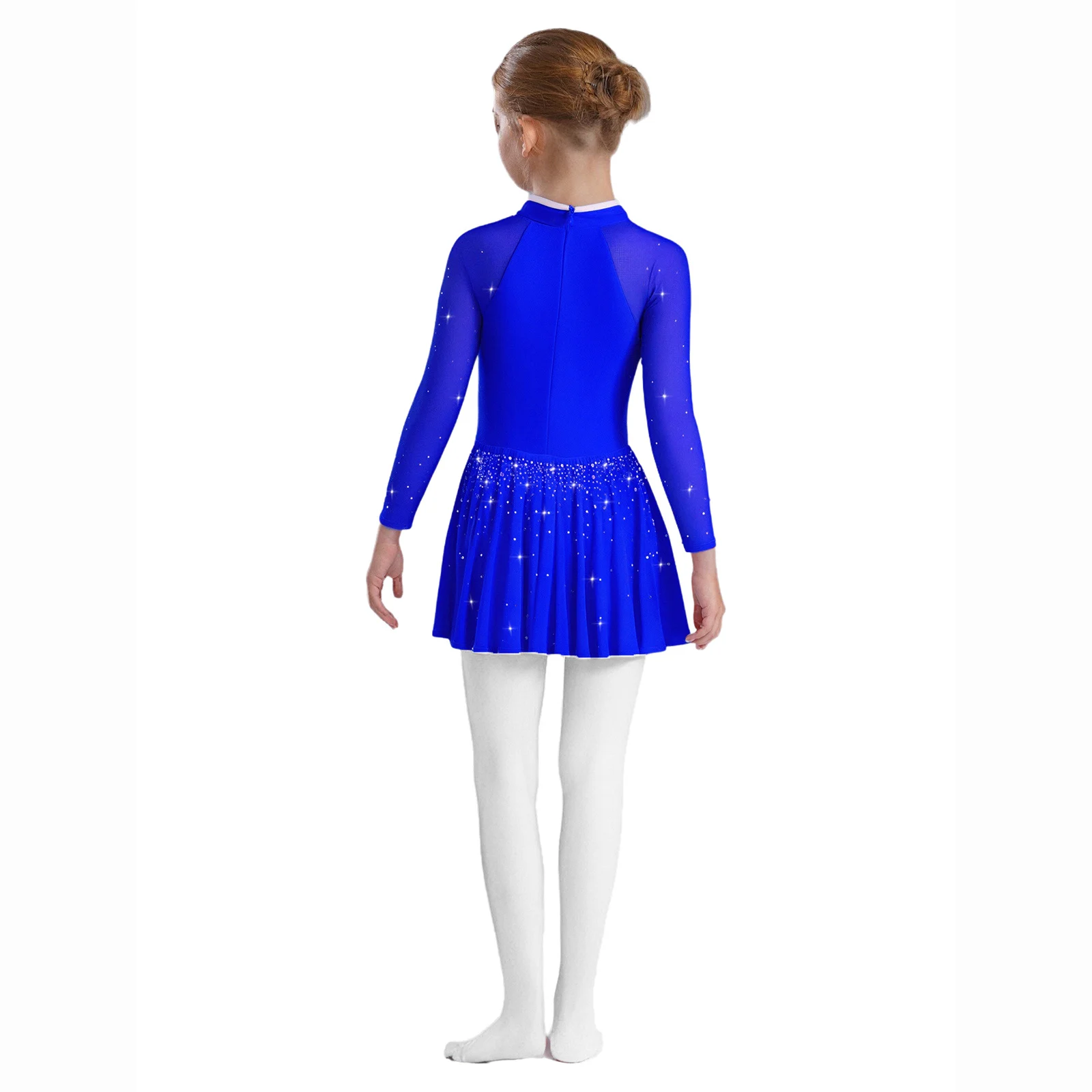 Meisje Lyrische Dans Jurk Maillots Mandarijn Kraag Lange Mouwen Strass Kunstschaatsen Chinese Stijl Gymnastiek Turnpakje Jurk