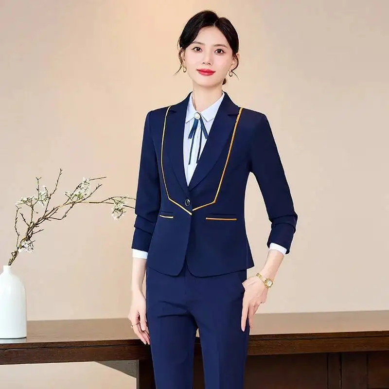 السيدات مكتب ملابس العمل الدعاوى السراويل الرسمية للنساء بليزرات المهنية الخريف الشتاء المهنية مقابلة وتتسابق مجموعة