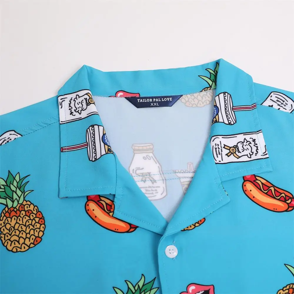 

Men's Beach Floral irt Loose Thin ort Sve Casual Top Polyester Fabric Summer Summer Collection Collar Inner Wear