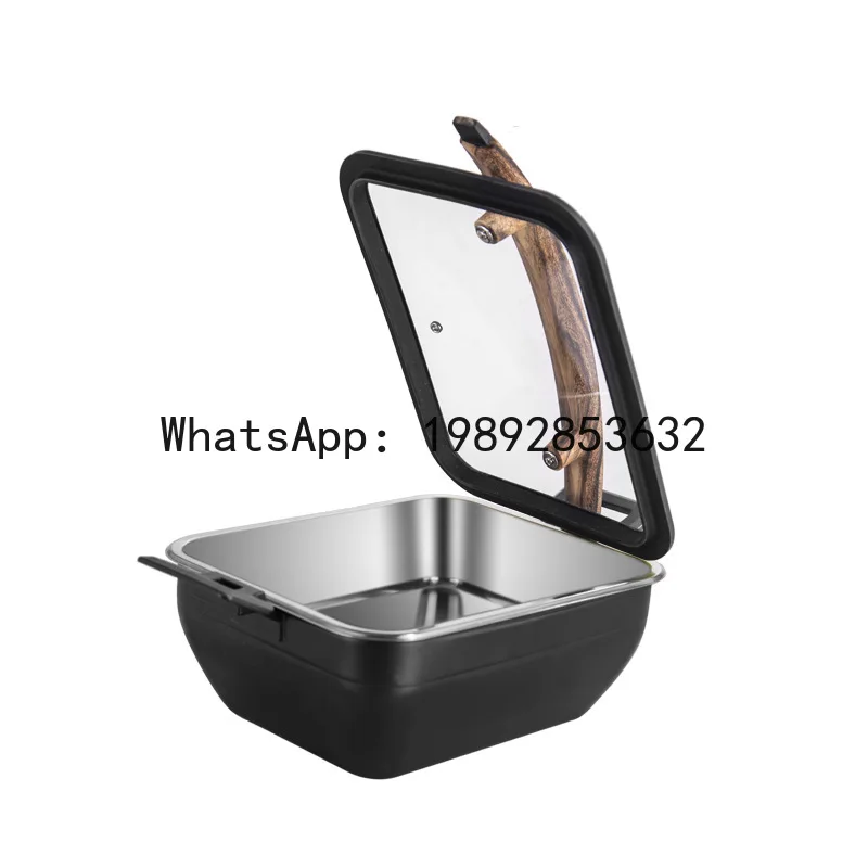 Xl buffet stove heat preservation pot stainless steel plug-in lid breakfast hotel restaurant canteen commercial rectangular 5