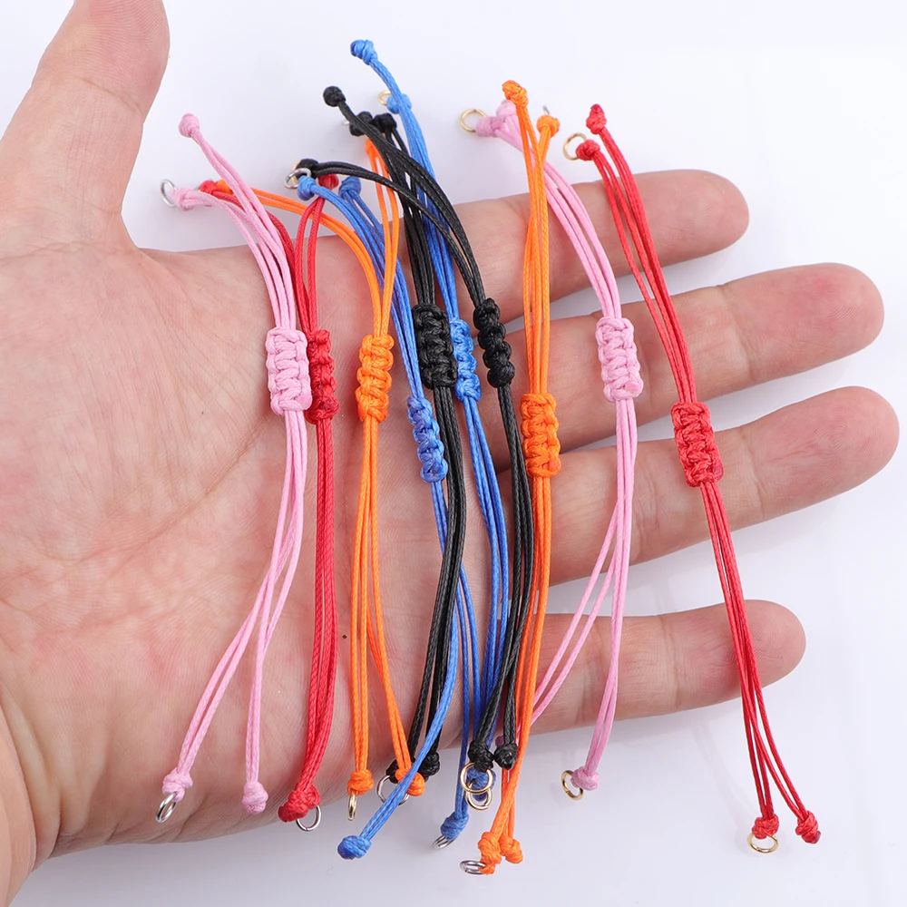 20pcs/lot Handmade Wax Thread Braided Bracelet Adjustable Waxed Cord Pendant Chain for DIY Handmade Bracelet Accessories Jewelry