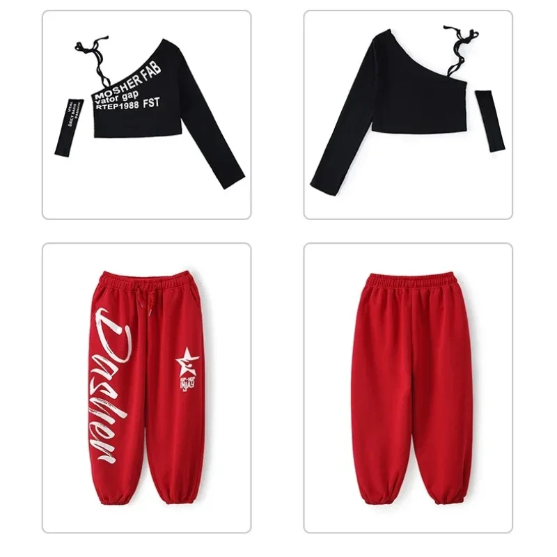 العصرية الفتيات ملابس رقص الجاز الكورية نمط فضفاض السراويل مجموعة الأطفال أداء الرقص الملابس أزياء ملابس غير رسمية للأطفال #6