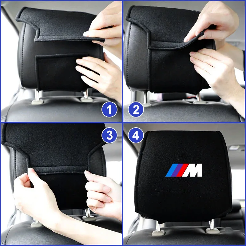 Car Headrest Cover Seat Head Pillow Neck Headrest Cover Car Stying For BMW M Performance Series POWER X1 X2 X3 X5 X6 G20 G30 G11