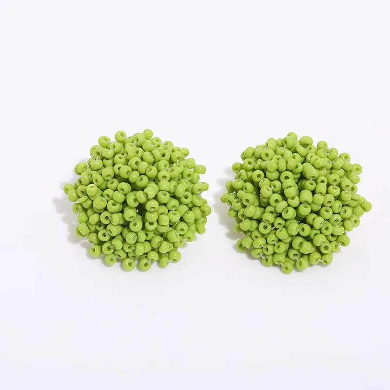 15mm 20mm 28mm Seed Beaded Studs Earrings Post Connector Beaded Stud Earring for Women Pom Pom Word Letter Jewelry & Accessories