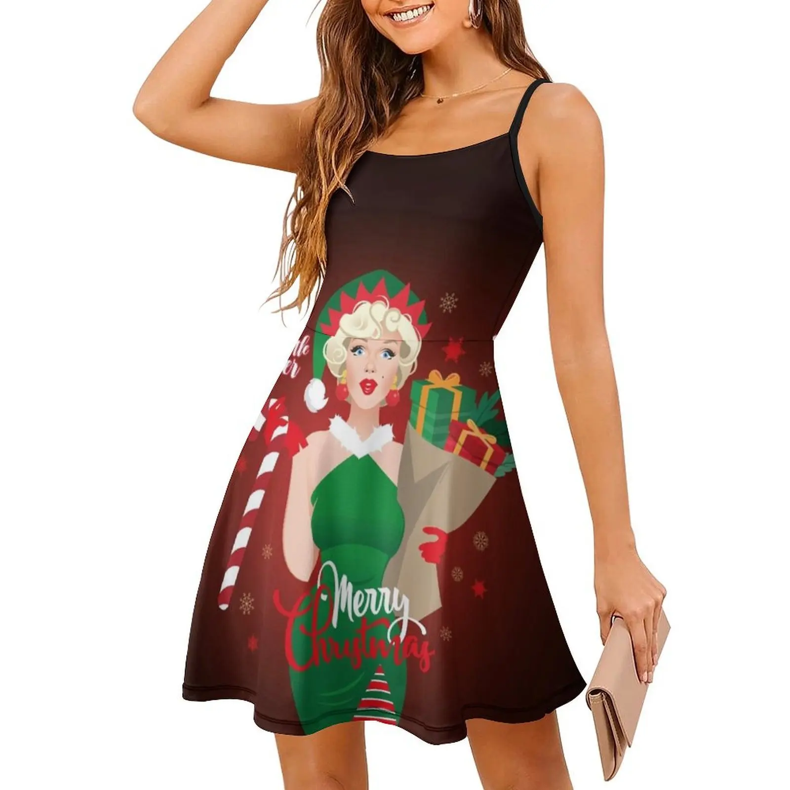 فستان سانتا ليتل هيلبر كاجوال على الطراز الكوري للنساء فساتين مكتب يومية بسيطة للسيدات عيد الميلاد عيد ميلاد سعيد سانتا #3