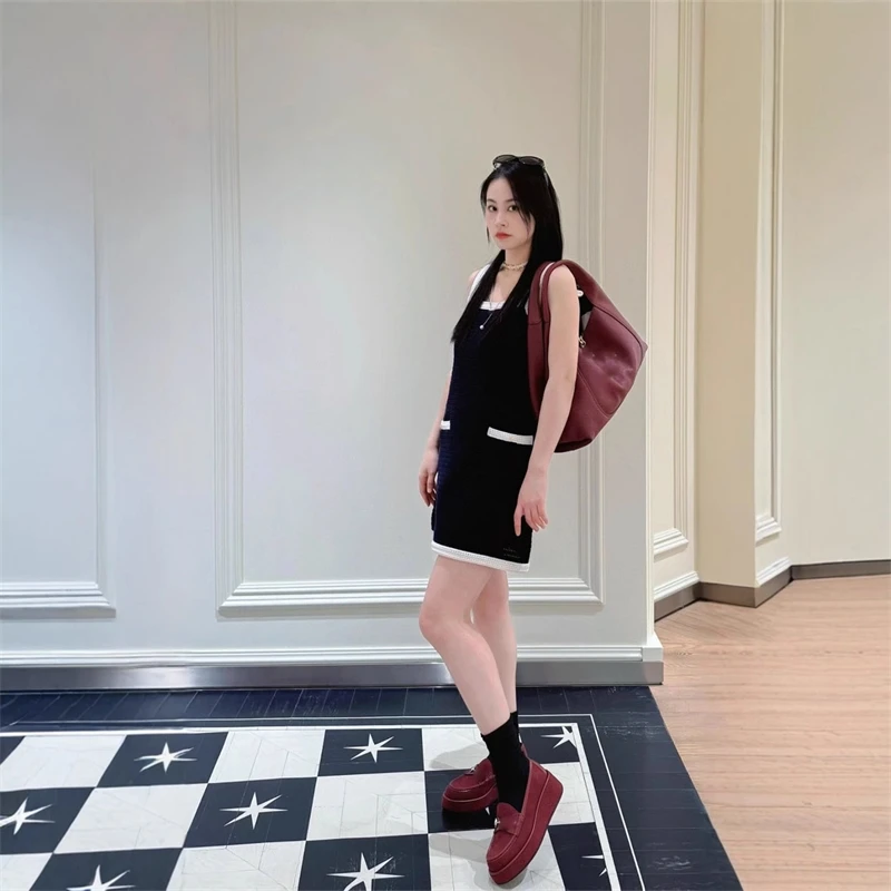 

High Quality Women's Summer Women's Casuakl Fashion Cotton Patchwork Strap Dress JQ029