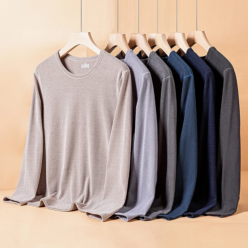 أطقم ملابس داخلية حرارية للرجال منقوشة بالورود تحافظ على الدفء مبطنة بالصوف ورقبة دائرية وأكمام طويلة بيجامات حرارية لخريف وشتاء