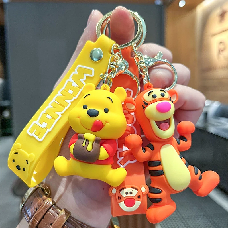 Llavero Kawaii de Winnie the Pooh, Lindo Llavero de Dibujos Animados de Oso Pooh y Tigger para Coche, Mochila, Adorno, Colgante, Regalos