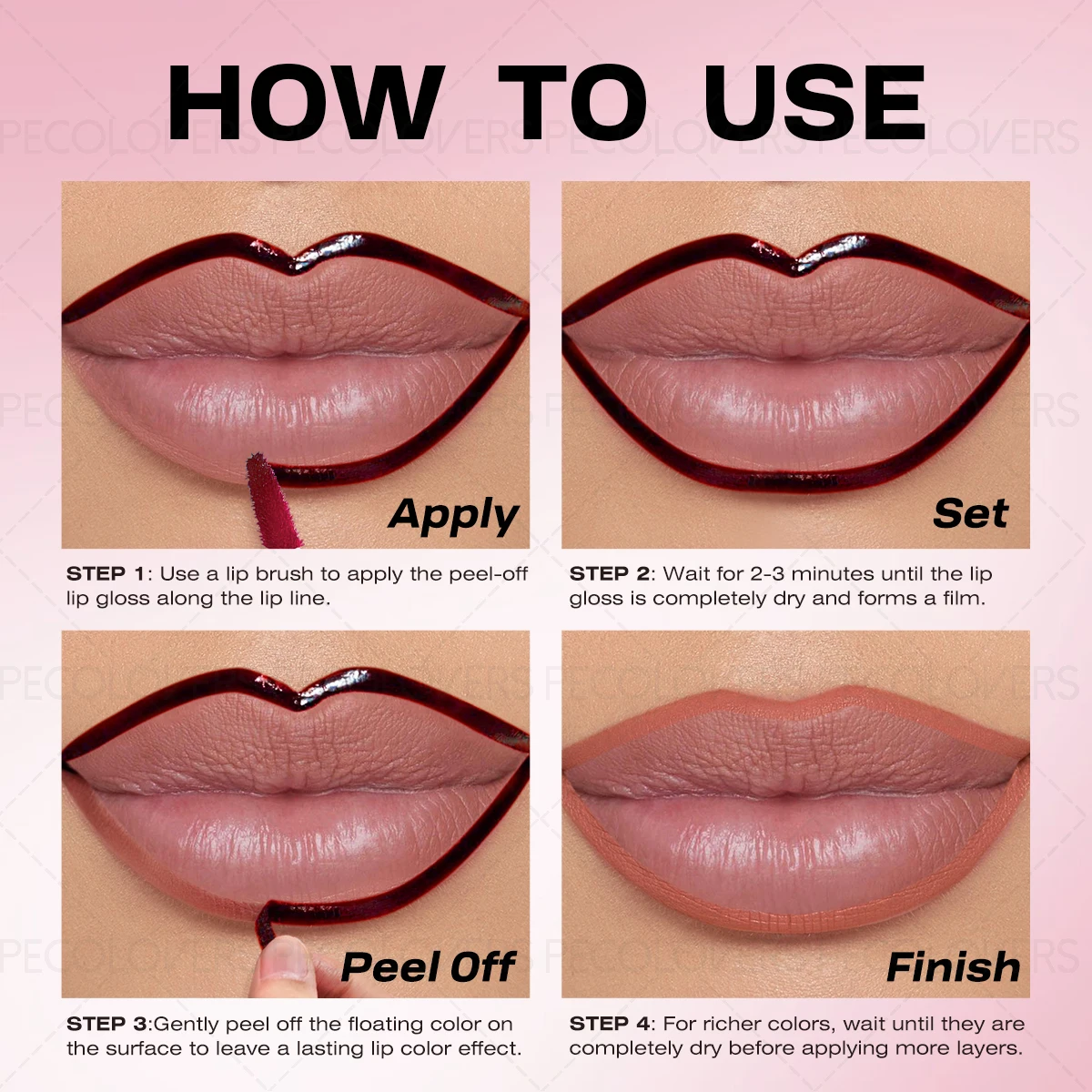 Lucidalabbra Impermeabile a Lunga Durata, Tinta Labbra Opaca, Lip Stain Peel-off