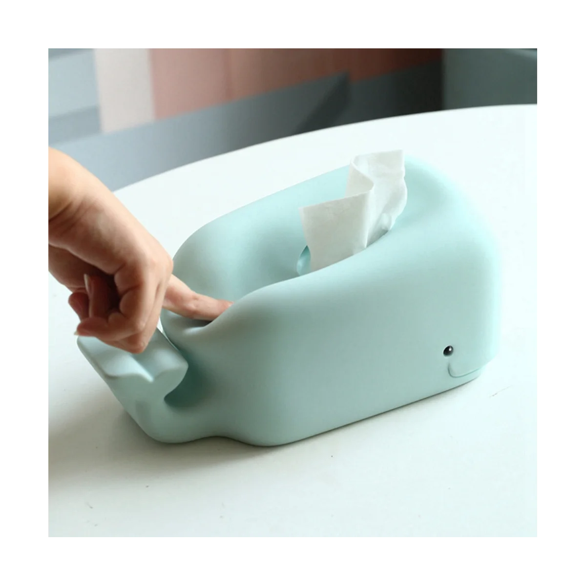 Silicone Tissue Box Phone Holder Kitchen Bathroom Home Office Storage Boxes Desktop Napkin Holder Dispenser Case-Blue