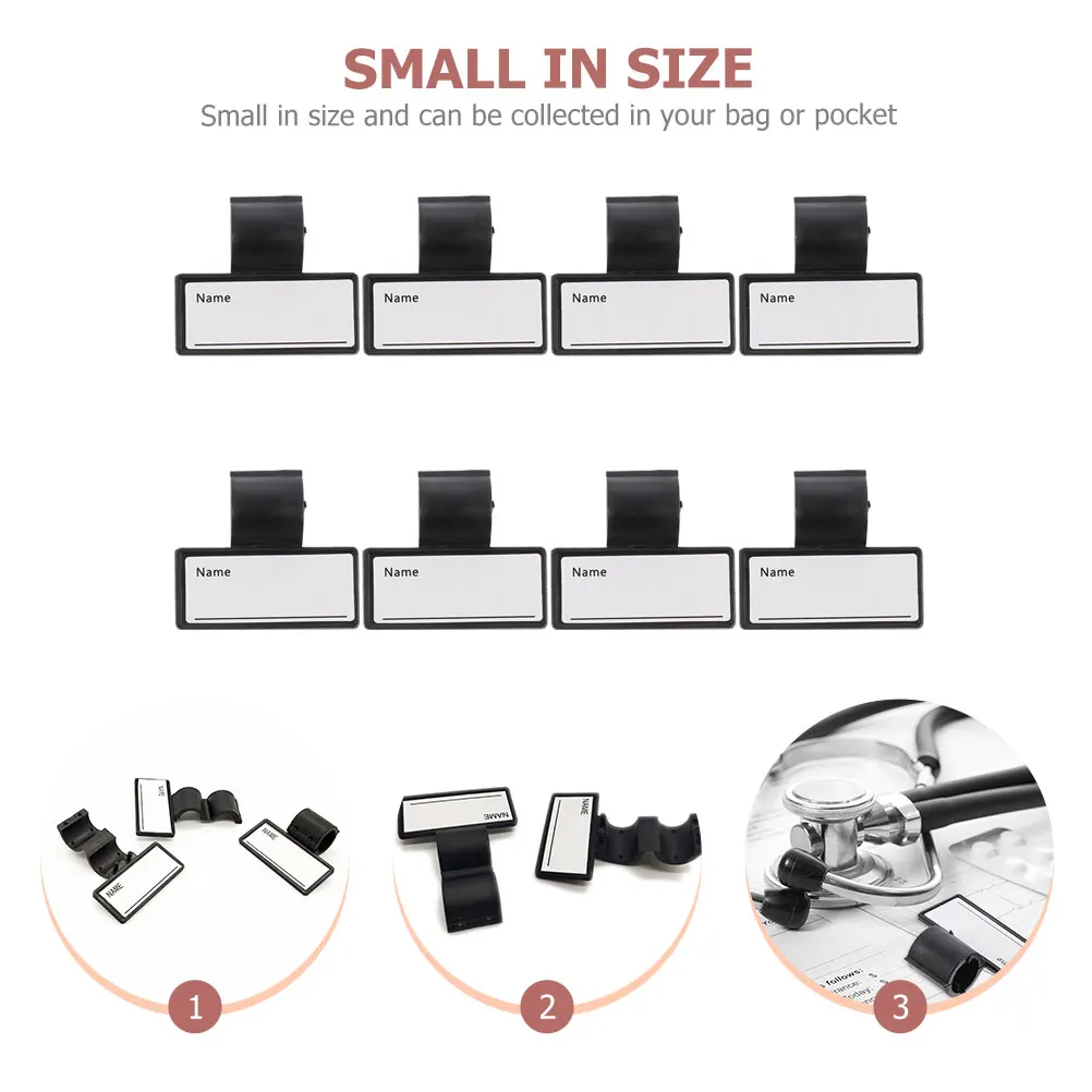 

8pcs Stethoscope Name Tags Reusable Id Tag For Stethoscope Portable Name Sign Identification Clip Replacement