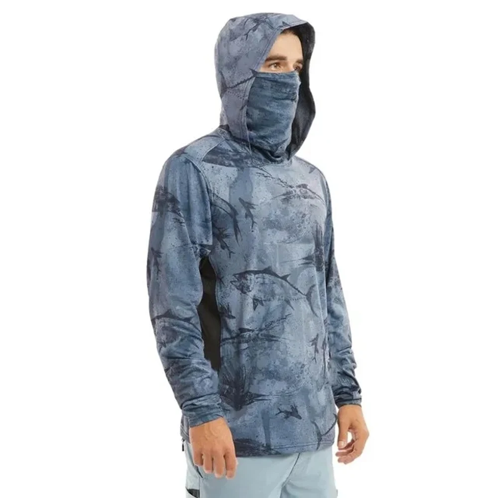 Sudadera con capucha de pesca, camiseta de ciclismo, sudadera con capucha de verano, cubre rostro, impresión para exteriores, capucha deportiva