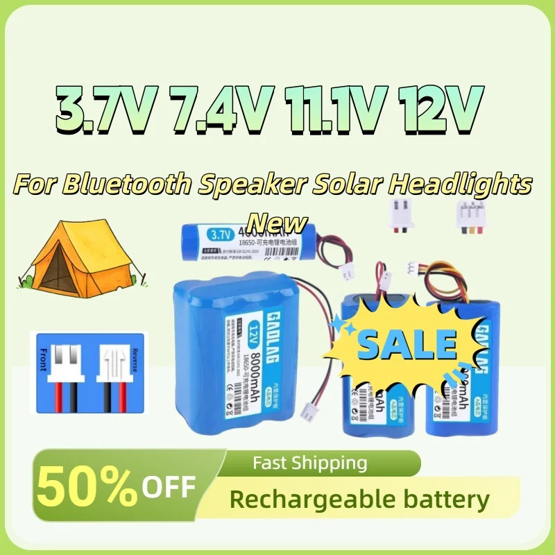 

Новая литий-ионная перезаряжаемая батарея 18650 16Ач с проводами и платой защиты (PCB) для Bluetooth-колонок, солнечных фонарей, 3.7В, 7.4В, 11.1В, 12В