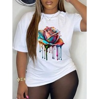 Plus Size Women's Cotton T-shirt Street Printed Round Neck Cotton Harajuku Large Casual T-shirt