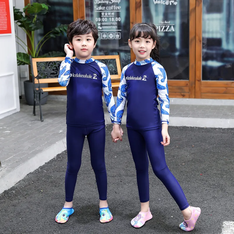 

3pcs Rash Guard Long Sleeve for Kids Swimsuit Bathing Suit with Bottom Swim Shirts Leggings Full Body Wetsuit Dive Skin Sunsuit