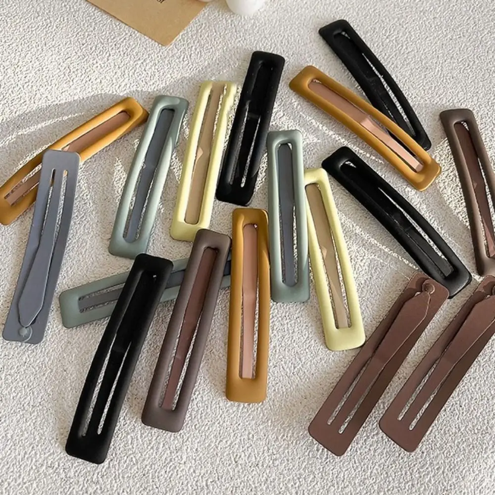 6 قطعة/المجموعة الرجعية الكورية نمط مستطيل دبابيس الشعر المعادن صقيع الهندسة المشابك بلون مشبك شعر فتاة