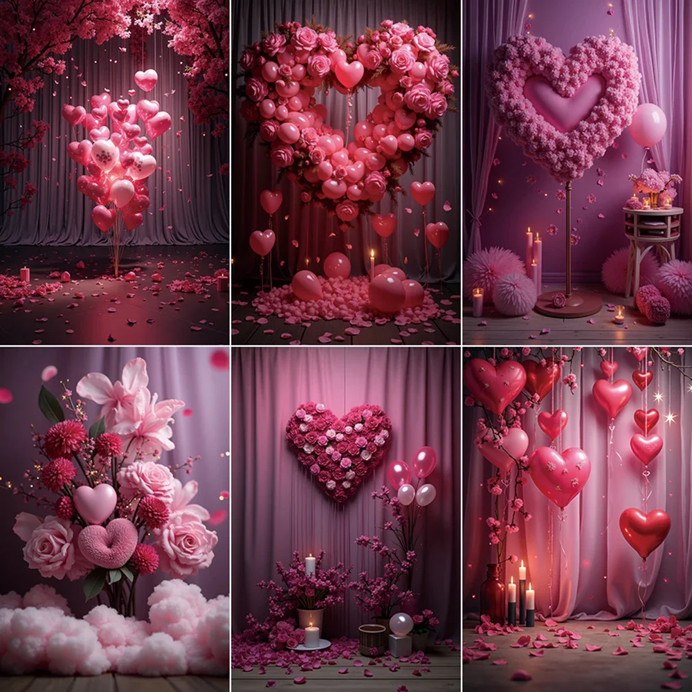 

MOON.QG 2025 Valentine'S Day Photography Backdrop February 14 Love Heart Flower Photozone Background Children Studio Supplies