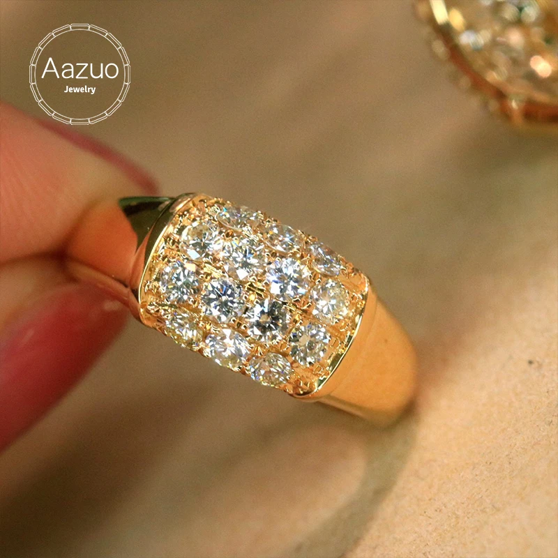 

Aazuo 18K Solid Yellow Gold South Africa Diamonds 0.75CT Fairy Luxury Ring Gifted For Women Luxury Engagement Party Anniversary