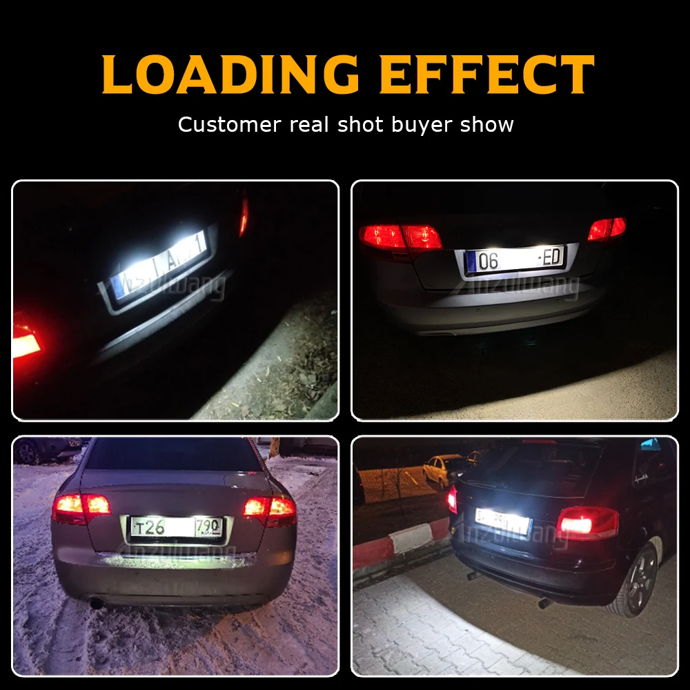 

White Error Free LED License Number Plate Light Lamps For Audi A3 / S3 B6 A6 / C6 S6 B7 RS4 Cabriolet RS6 Plus / Avant