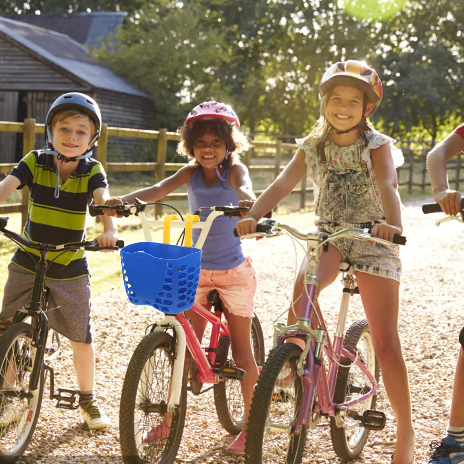 سلة دراجة قابلة للفصل باللون الأزرق الداكن - سلة أمامية بلاستيكية شديدة التحمل لتخزين الدراجات على سطح أملس