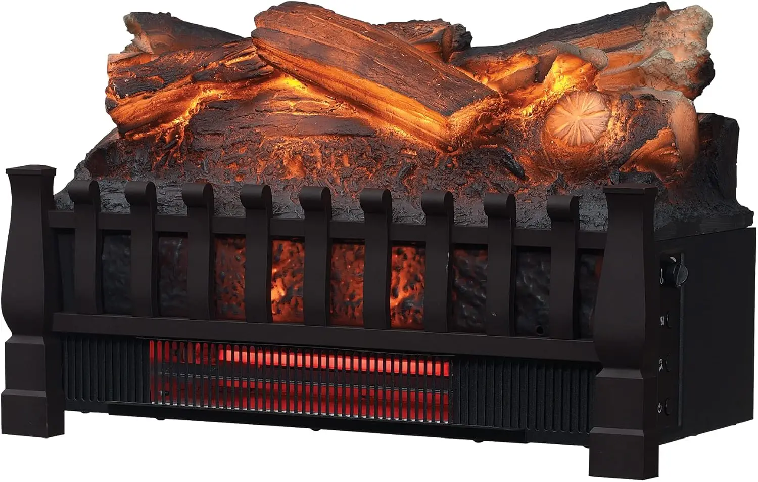 Electric Log Set 1,000 Sq Ft Heater, Faux Logs Insert with Infrared Flames for Existing Fireplaces, Remote Control Included