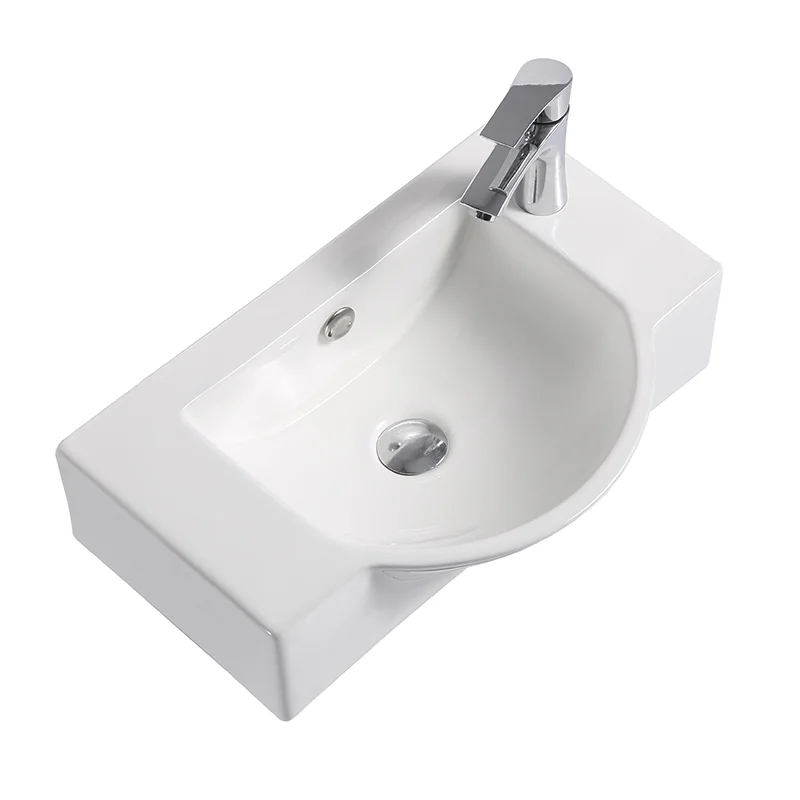 

Gurgle Sanitary Ware Wall Hung Round Shape Integrated Ceramic Bathroom Wash Basin