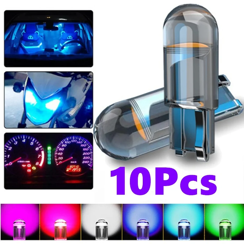 10 Stück Neue W5W LED T10 Autolampe COB Glas 6000K Weiß Auto Kennzeichenleuchte Innenraumleuchte DRL Glühbirne 12V