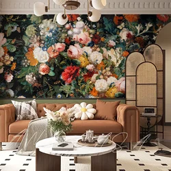 3D Watercolor Floral Large Mural Peel And Stick TV Background Natural Landscape Customized Flower Self-adhesive Wallpaper