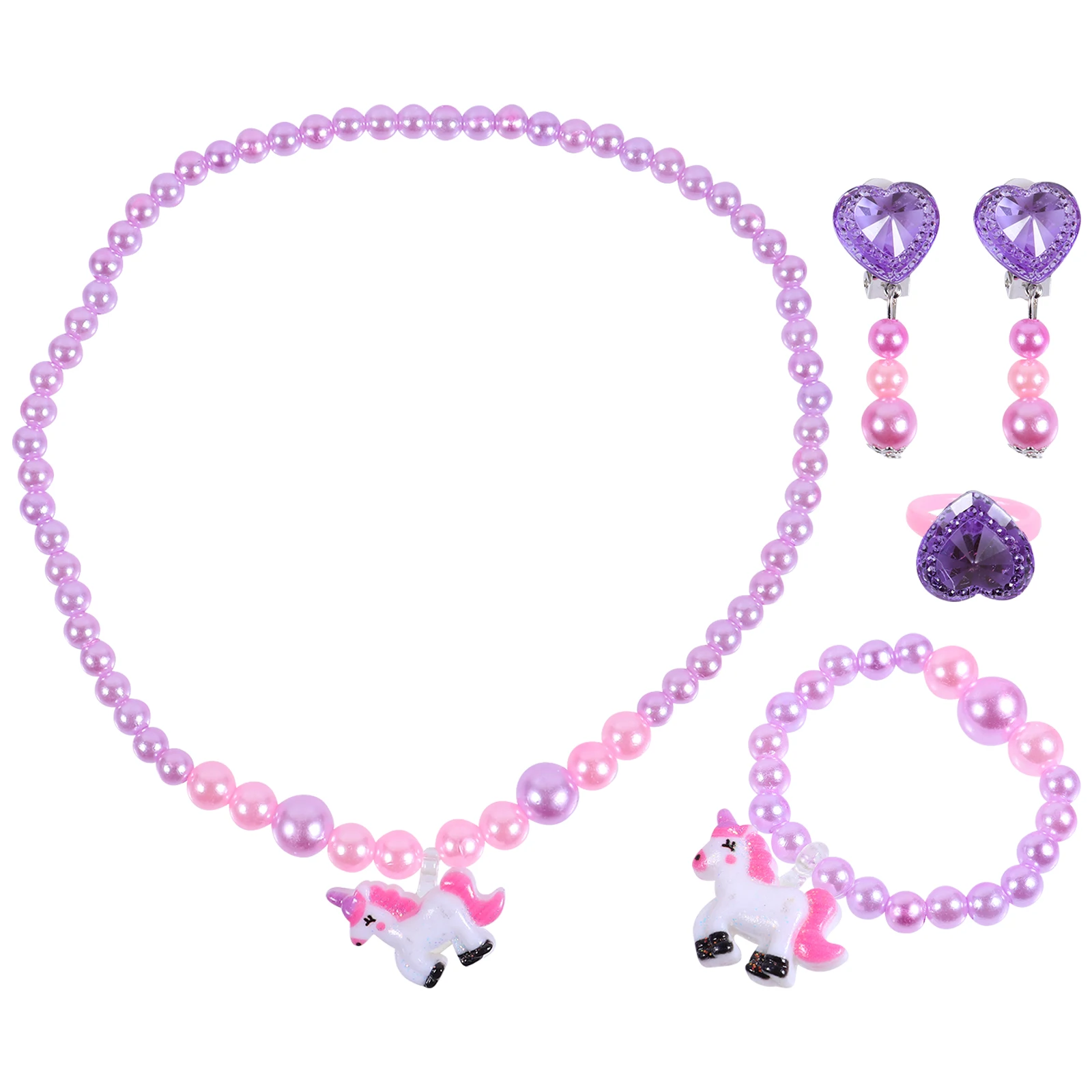 

Girls Accessories Set Sweet Necklace Kids Ear Clip Baby Bracelet Gift One Piece