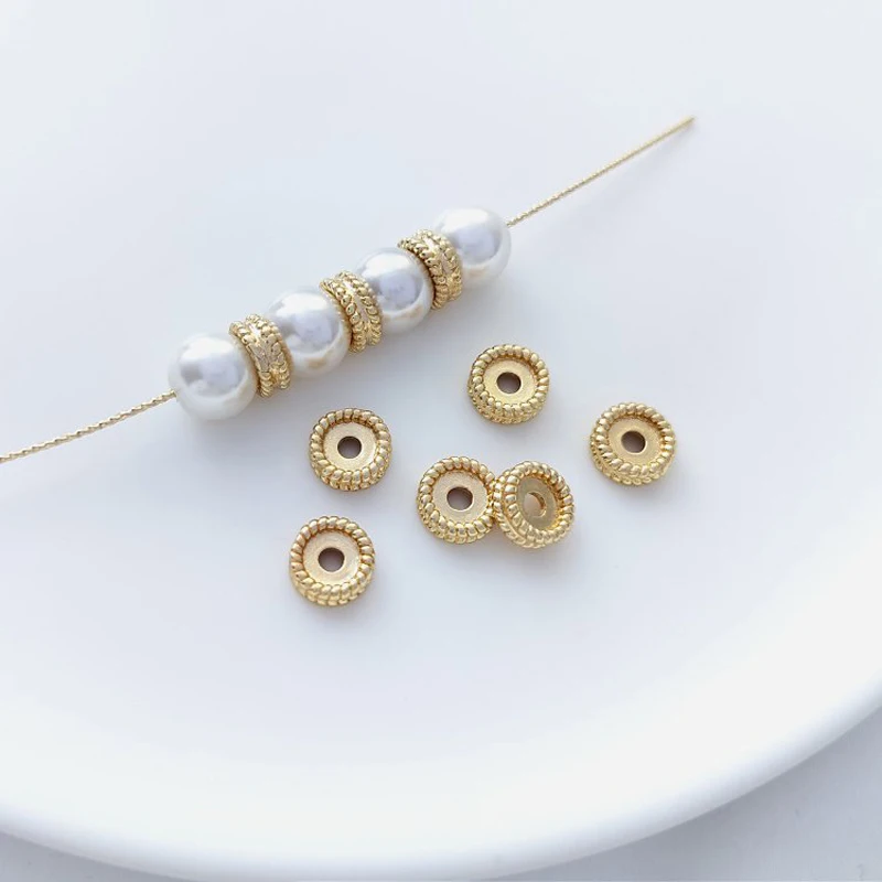 

6 шт., бусины из кружева под золото 14 к, 7 х3 мм