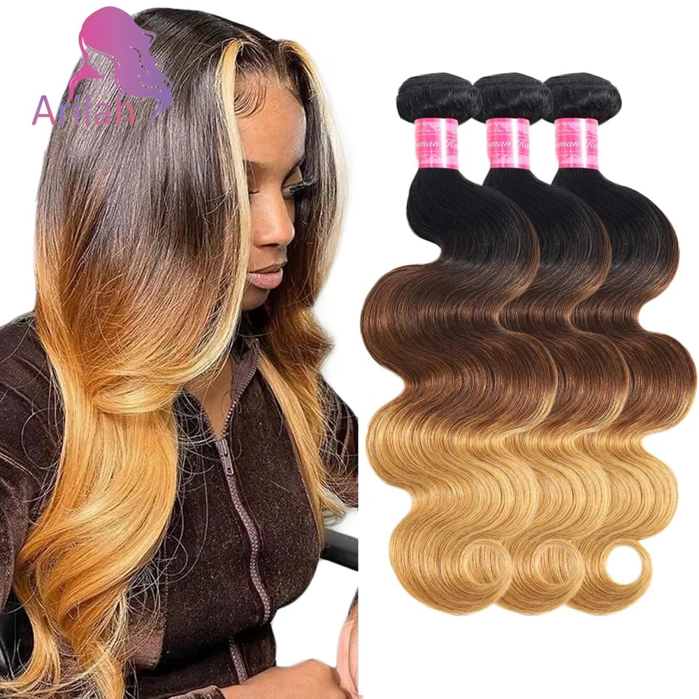 

12A Объемная волна Пучки человеческих волос Цвет омбре 1/2/3 Пучки человеческих волос 100% необработанные девственные бразильские волосы Плетение наращивания