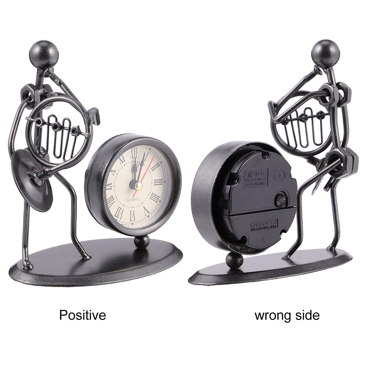 

Vintage Table Clock Stainless Steel Retro Metal Alarm Clock Nordic Style Timely for Home Bedroom Office