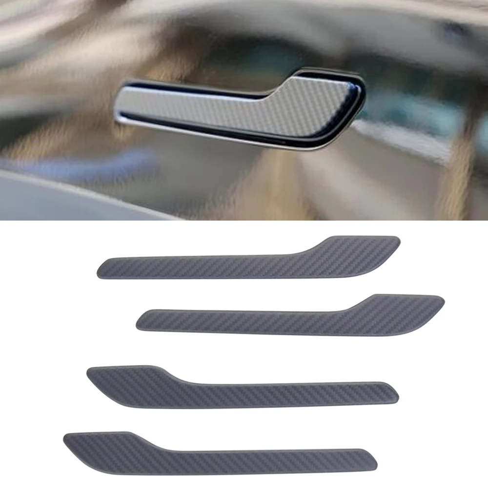 Real Dry Matte Carbon Fiber Car Door Handle Cover For Tesla Model Y Model 3 2017-2023