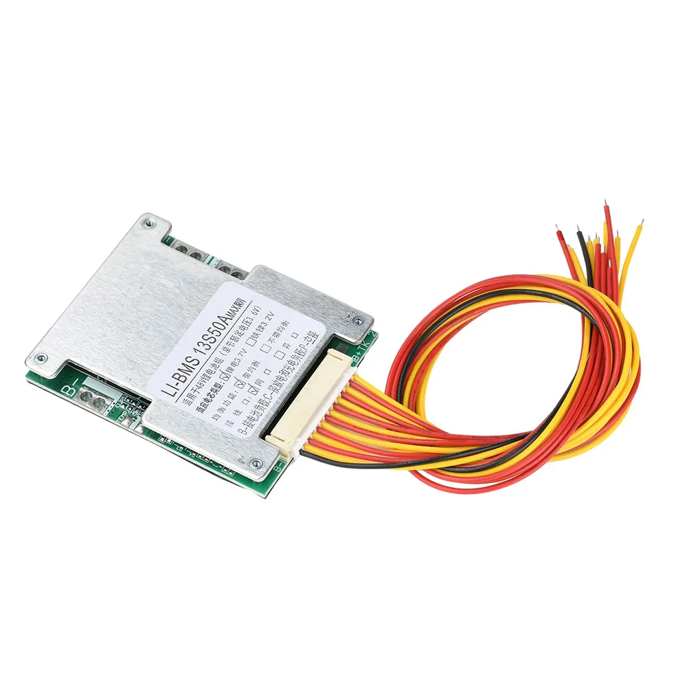 لوح حماية بطارية ليثيوم 13S 48V 50A مع موصلات متوازنة مناسبة للمركبات الكهربائية والعاكسات وما إلى ذلك.