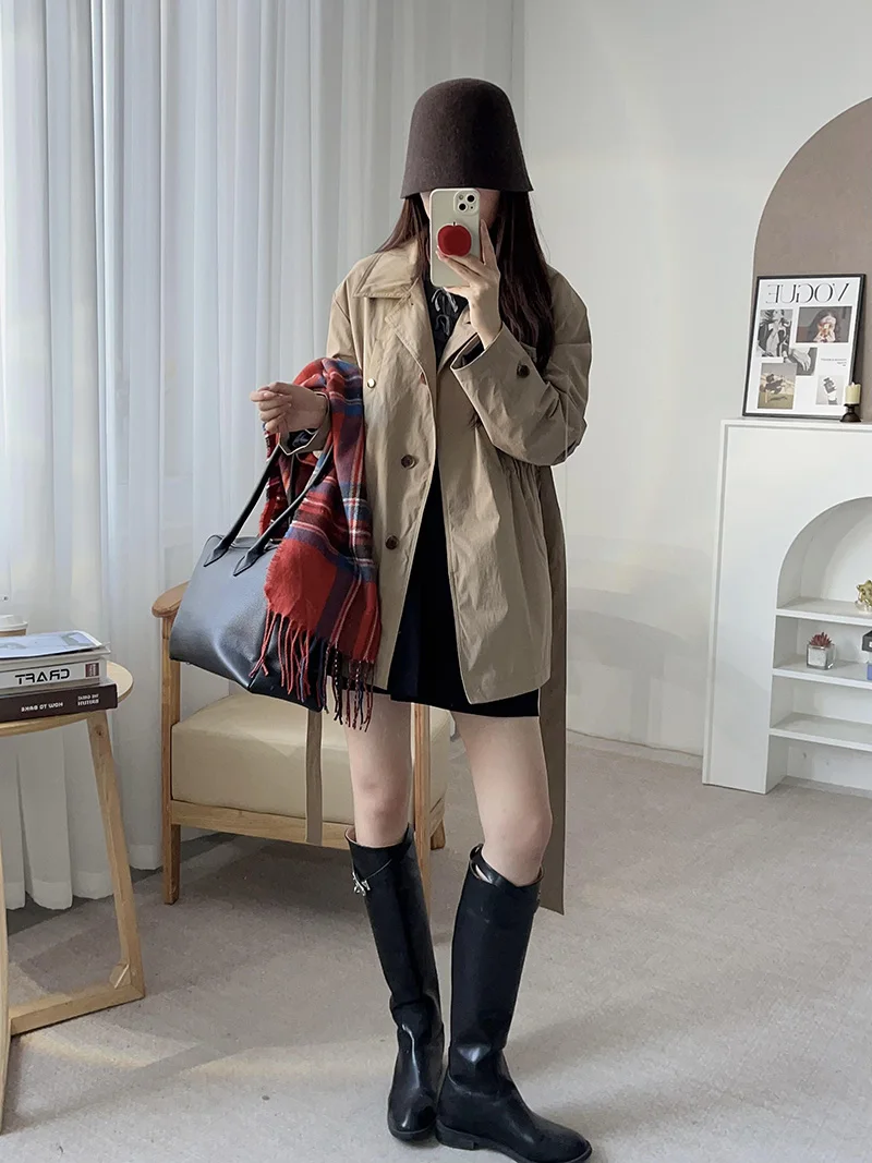 

Женское хлопковое пальто Ele ort с отстегивающимся поясом и воротником, осенне-зимняя модная верхняя одежда от Selfwill