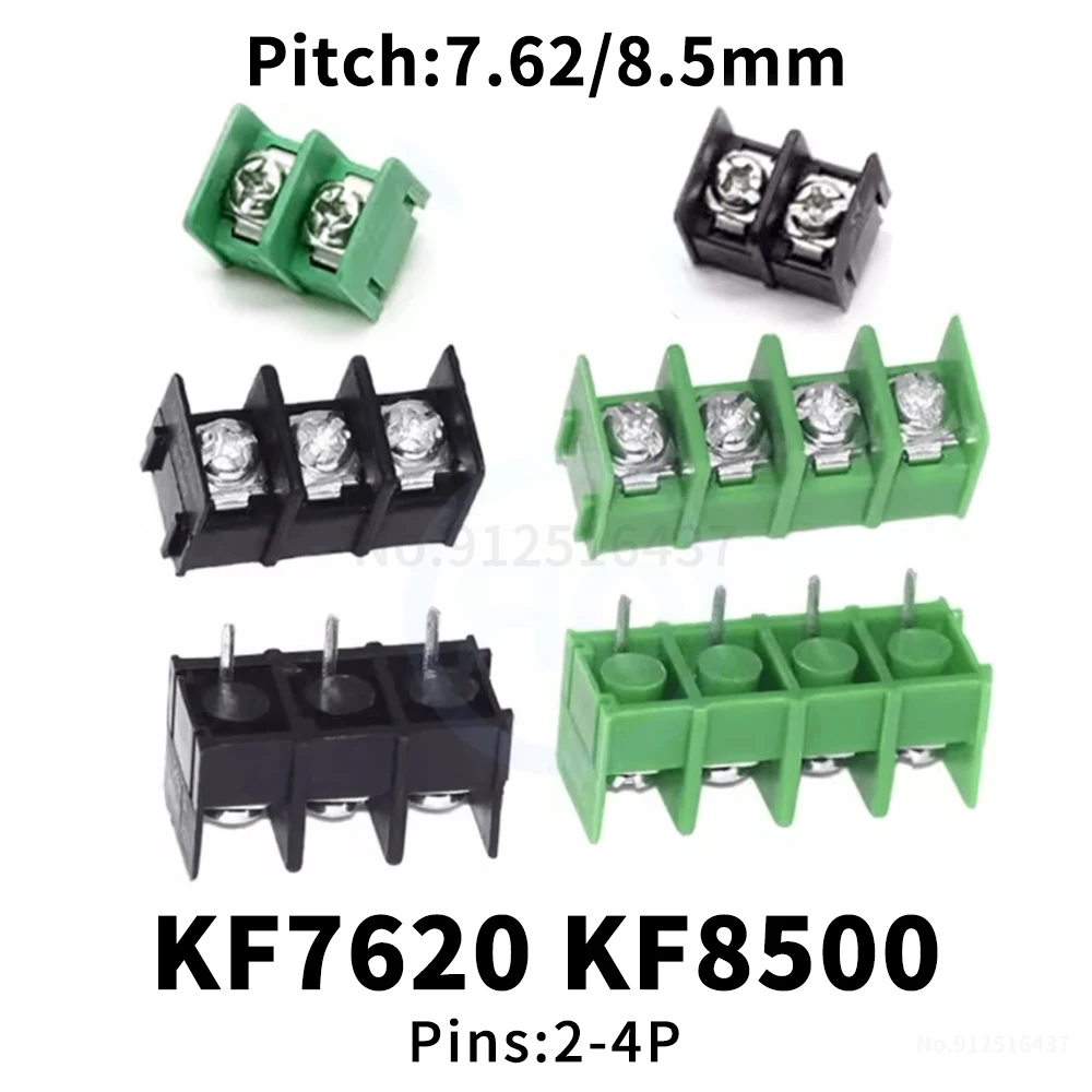 (10 PCS) KF 7620 - 7.62mm KF 8500 - 8.5mm Wiring Terminal Barrier Type Black Green Pitch Power Holder Splicable Pin KF 7.62 8.50