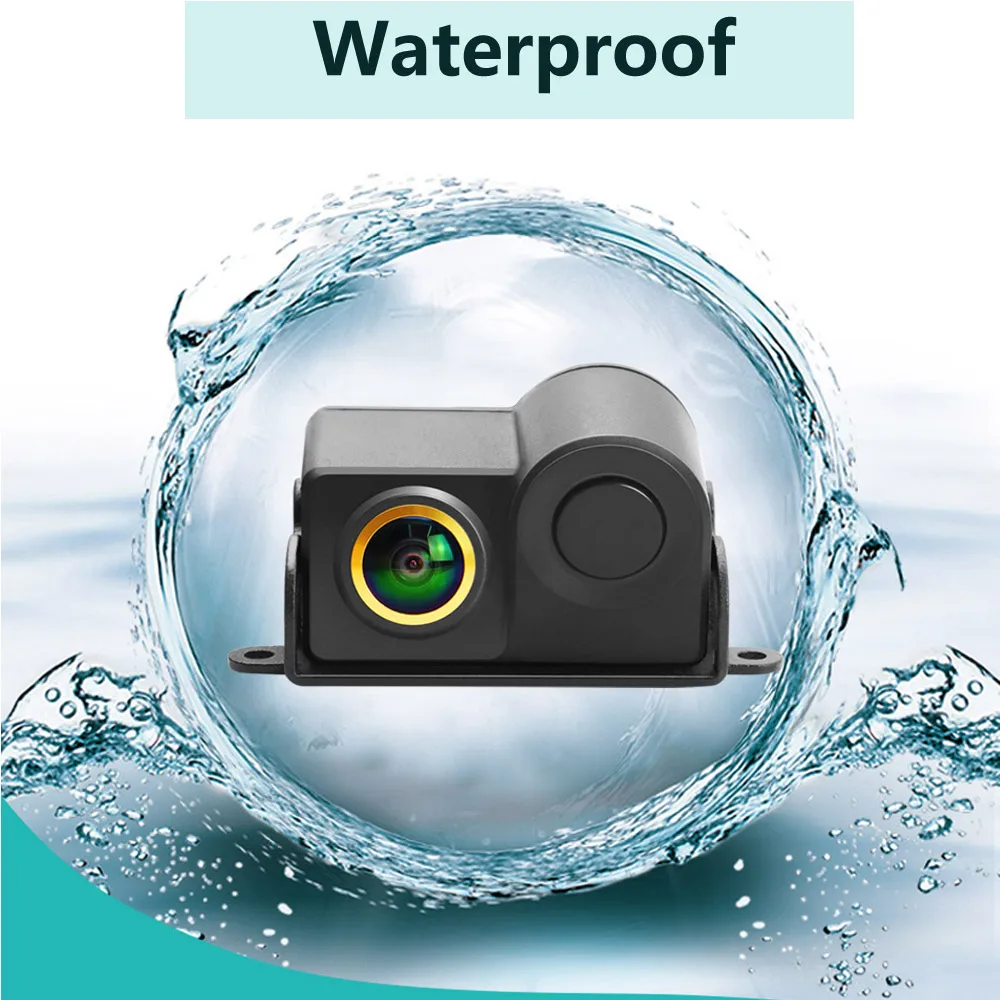 QMKJ HD 1080P Golden Lens Car Radar and Rear View Camera Rear Radar Sensor Early Warning Detector Car Rearview Vehicle Camera