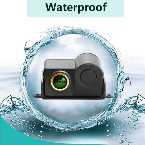 Imagen 2 del producto QMKJ HD 1080P lente dorada Radar de coche y cámara de visión trasera Sensor de Radar trasero Detector de alerta temprana cámara de visión trasera de vehículo